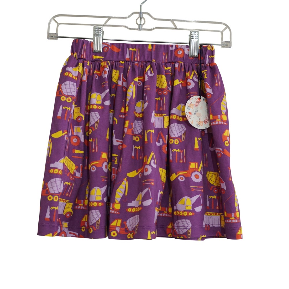 Piccolina Girls Size 8 Cotton Skirt NEW Purple Construction Vehicle Tool Print